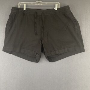 Old Navy Black Linen Blend Drawstring Shorts Womens XL Elastic Waist Cuffed